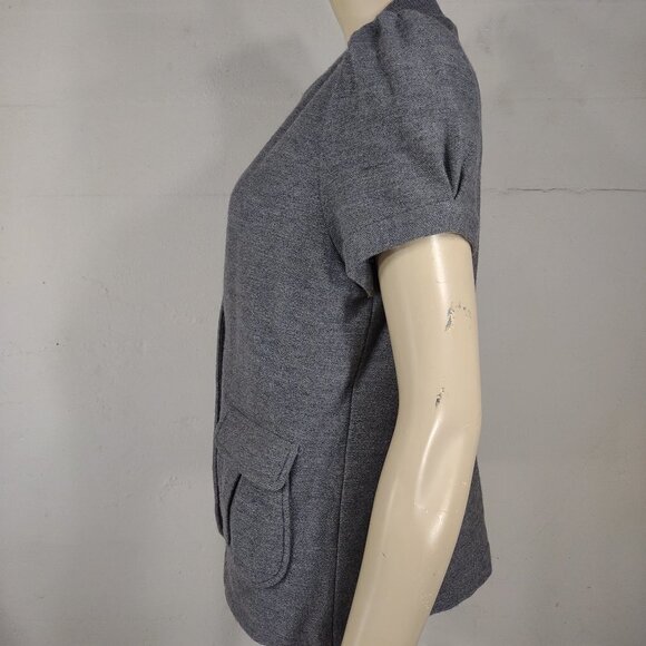 BCBGMaxazria gray 100% Wool short sleeve button front cardigan jacket Large - Picture 6 of 8